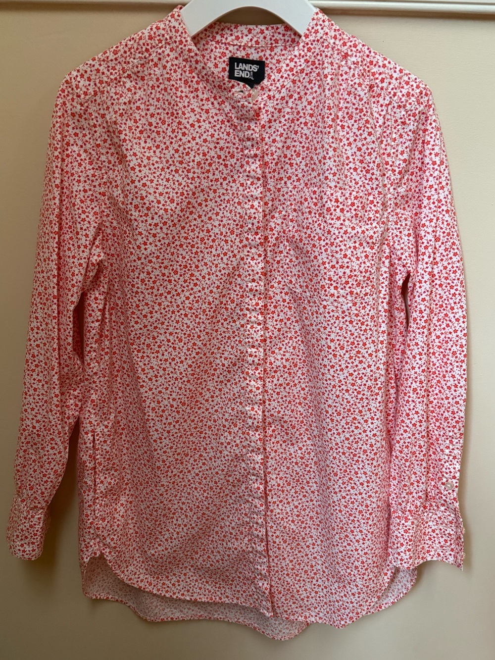 Lands’ End Button Front Cotton Floral Tunic Size S